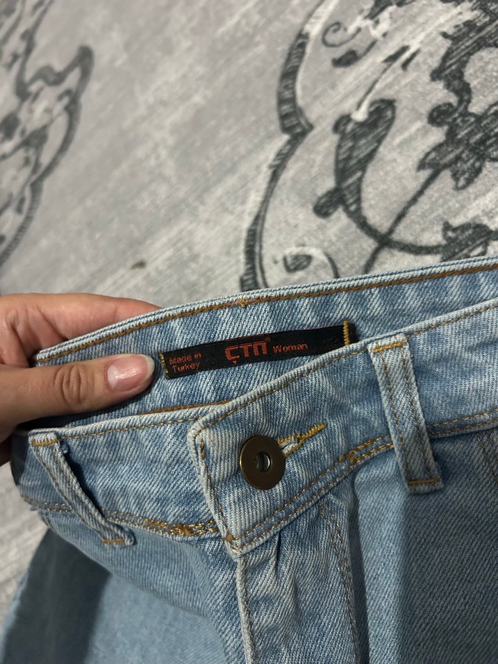 Gri Renkli Salaş Mini Denim Etek - Görsel 2