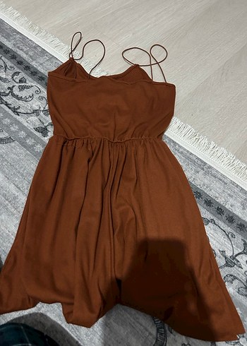 Kahverengi Mini Askılı Tulum - Görsel 2