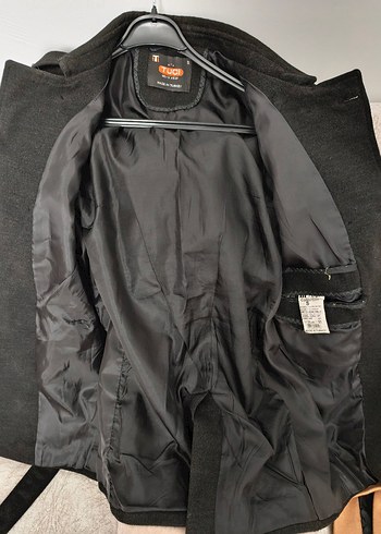 Kuşaklı Siyah Midi erkek Kaban - Görsel 3