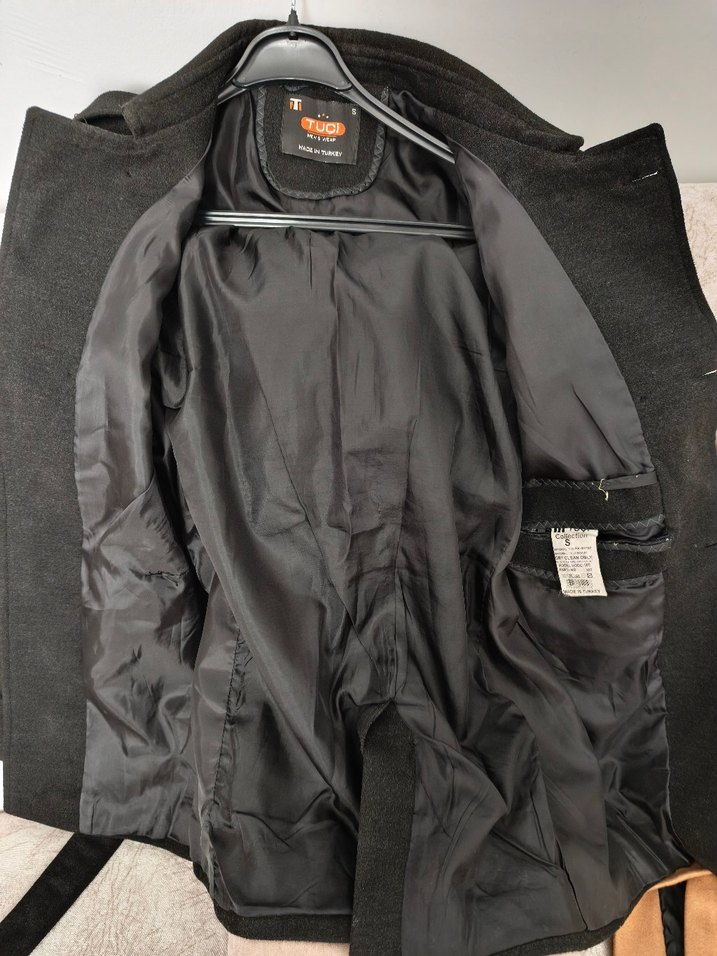 Kuşaklı Siyah Midi erkek Kaban - Görsel 3