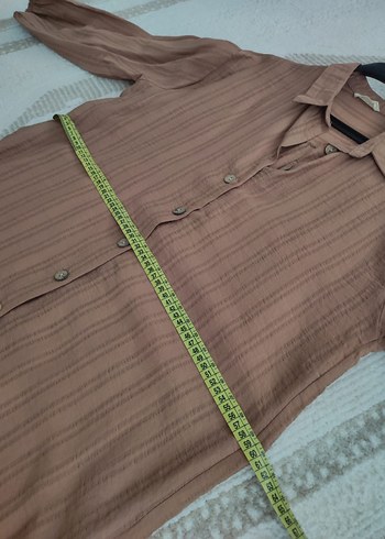 l Beden camel Renk Bej Uzun Kollu Keten Tunik