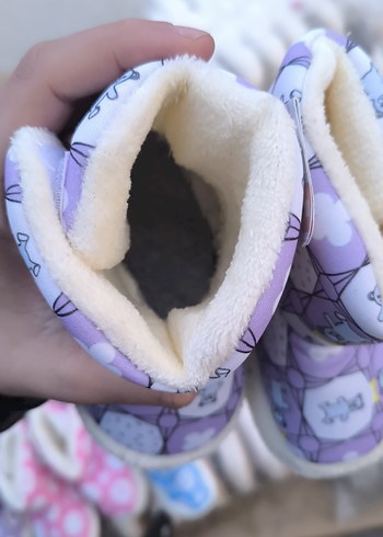 Mor Bağlama Desenli Kız Çocuk Sıcak Terlik - Görsel 2