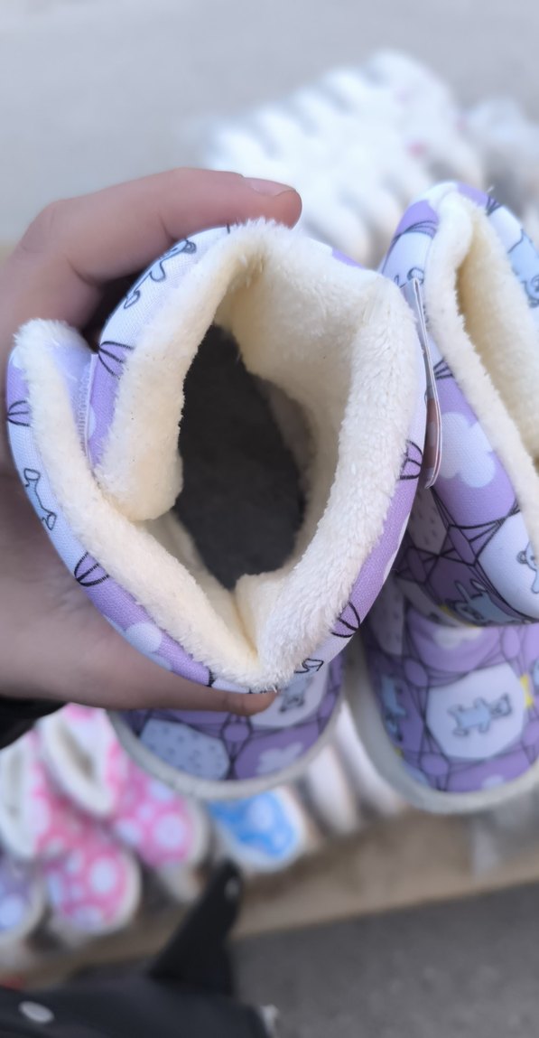 Mor Bağlama Desenli Kız Çocuk Sıcak Terlik - Görsel 2