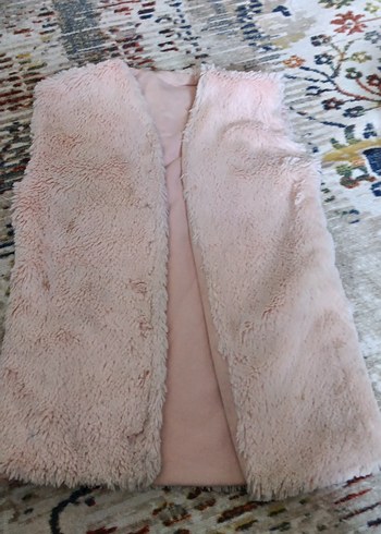 Pembe Peluş Detaylı kız çocuk Yelek - Görsel 2