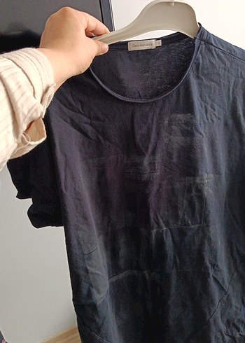 Siyah Keten Hamile Tişörtü, Kısa Kollu, Salaş - Görsel 2