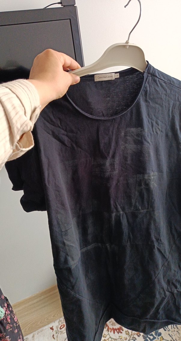 Siyah Keten Hamile Tişörtü, Kısa Kollu, Salaş - Görsel 2