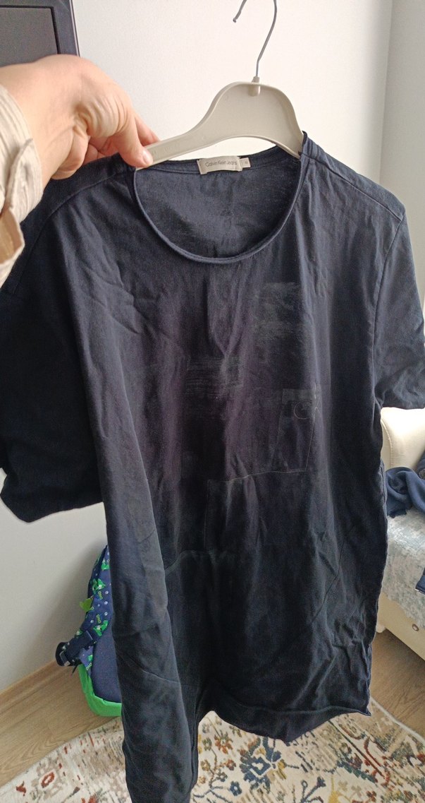 Siyah Keten Hamile Tişörtü, Kısa Kollu, Salaş - Görsel 4