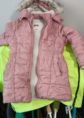 Kürklü Kapüşonlu Pembe Kız Mont - Görsel 2