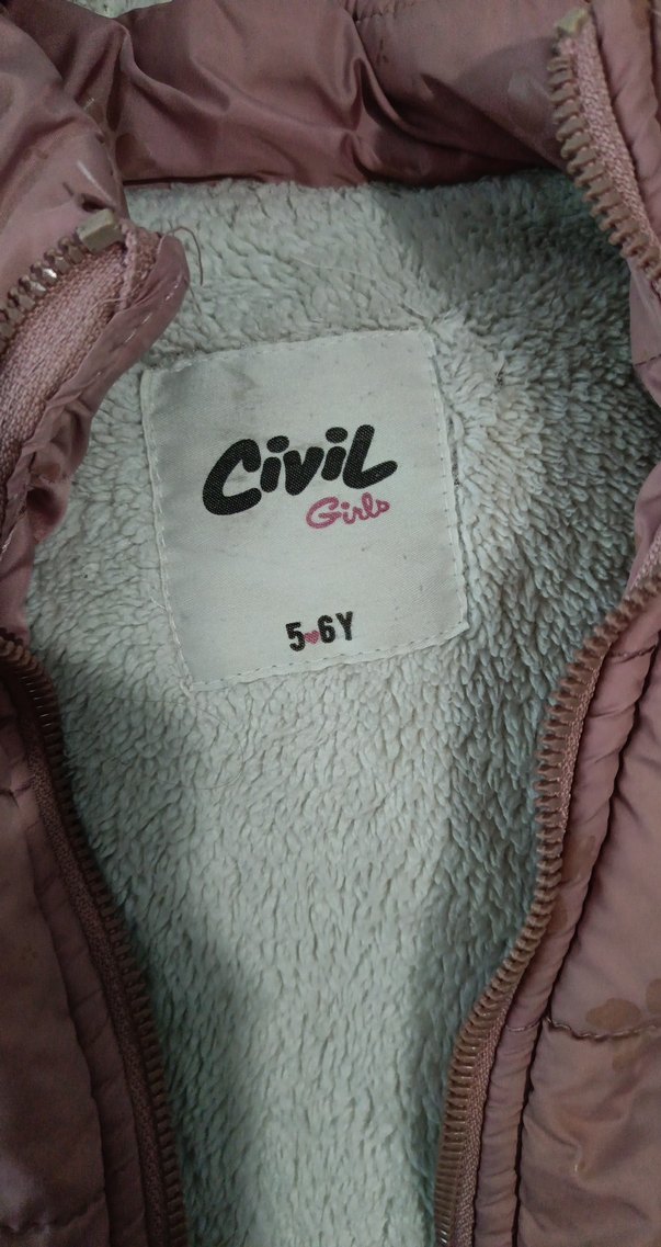 Kürklü Kapüşonlu Pembe Kız Mont - Görsel 4