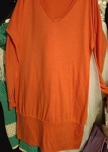 Pamuk Turuncu Tunik V Yaka - Görsel 2
