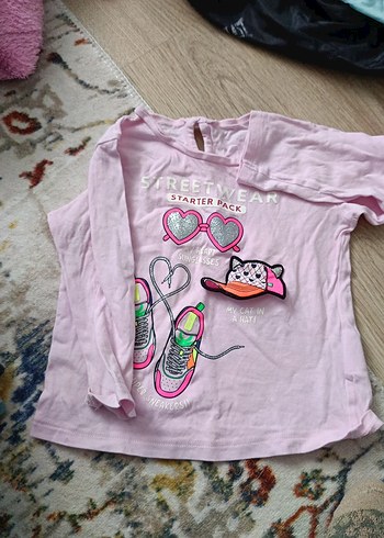 Kız Çocuk Pembe Uzun Kollu Baskılı Tişört - Görsel 2