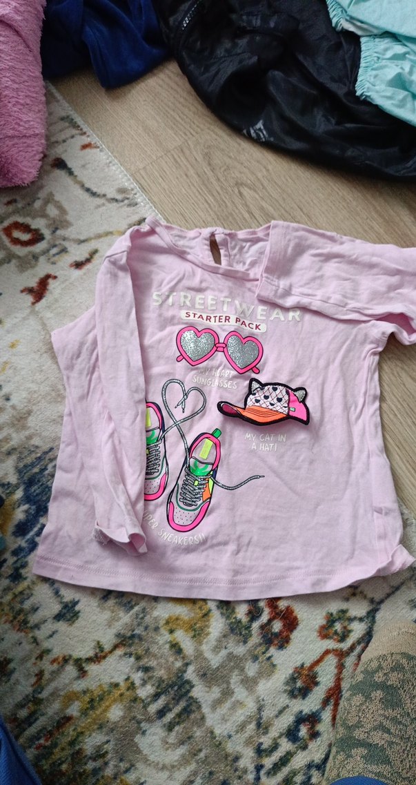 Kız Çocuk Pembe Uzun Kollu Baskılı Tişört - Görsel 2