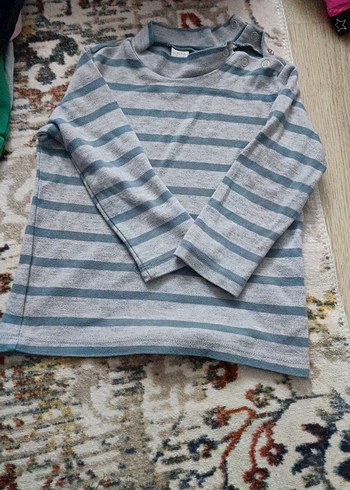 Çizgili Gri Erkek Çocuk Sweatshirt - Görsel 2