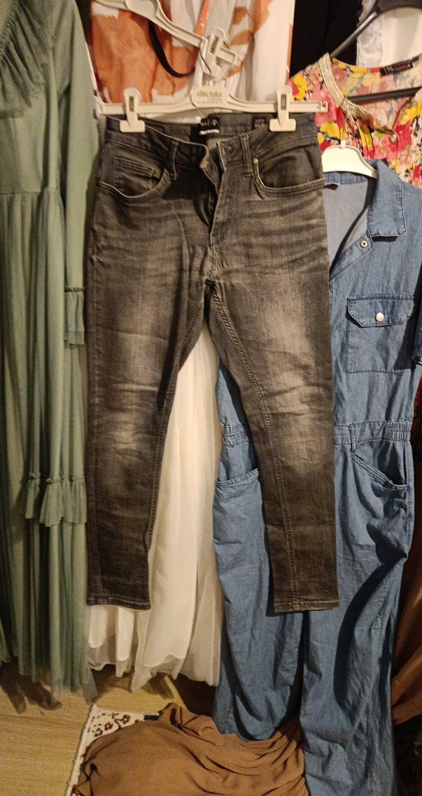 Gri Rahat Kesim Erkek Denim Pantolon - Görsel 3