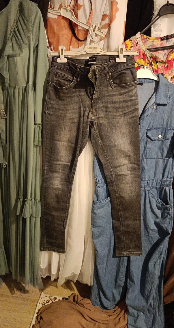 Gri Rahat Kesim Erkek Denim Pantolon - Görsel 2