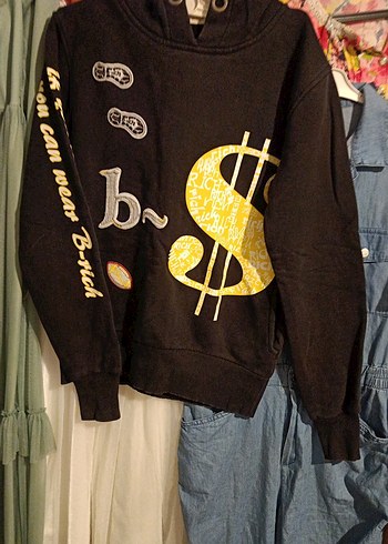 Erkek Siyah Baskılı Denim Sweatshirt - Görsel 3