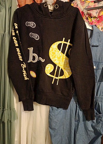 Erkek Siyah Baskılı Denim Sweatshirt - Görsel 2