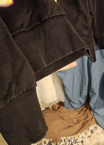 Erkek Siyah Baskılı Denim Sweatshirt - Görsel 4