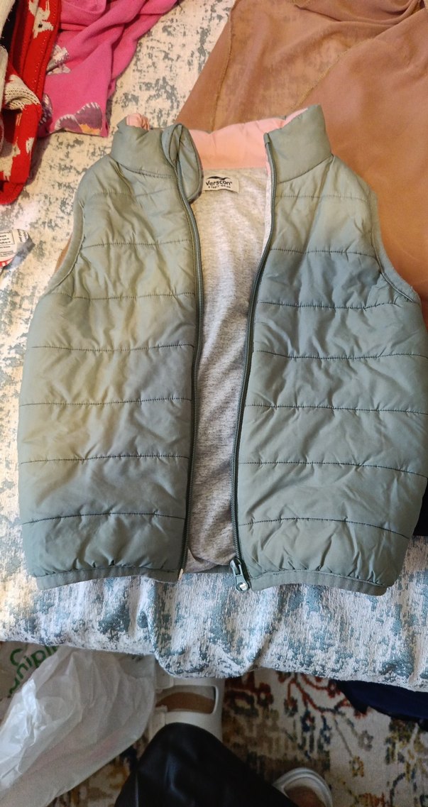 kız Çocuk Gri Fermuarlı Yelek - Görsel 2