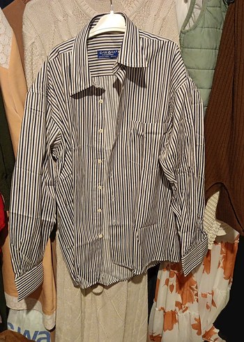 Erkek Koyu Kahverengi Çizgili Uzun Kollu Gömlek - Görsel 2