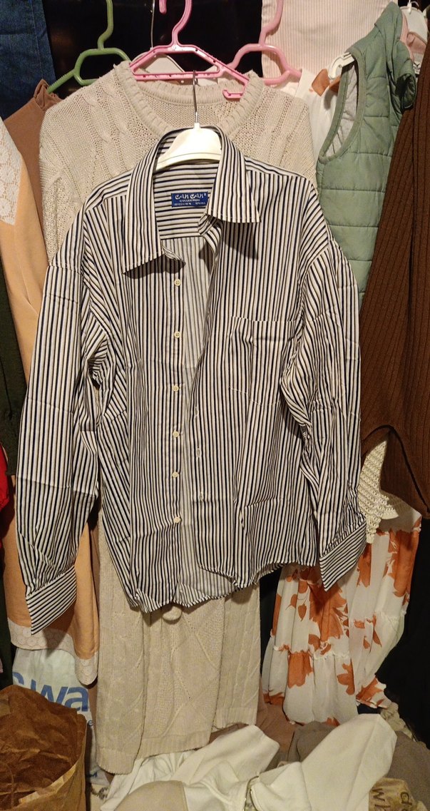 Erkek Koyu Kahverengi Çizgili Uzun Kollu Gömlek - Görsel 2