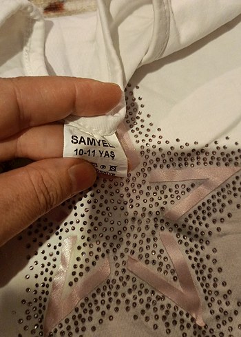 Kız Çocuk Beyaz Payetli Kısa Kollu Tişört - Görsel 3