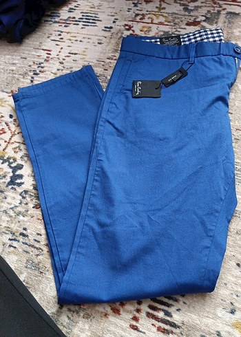 Erkek Koyu Mavi Kemerli Regular Fit Pantolon - Görsel 2