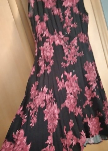 m Beden Pembe Siyah midi gömlek Yaka Kolsuz Elbise