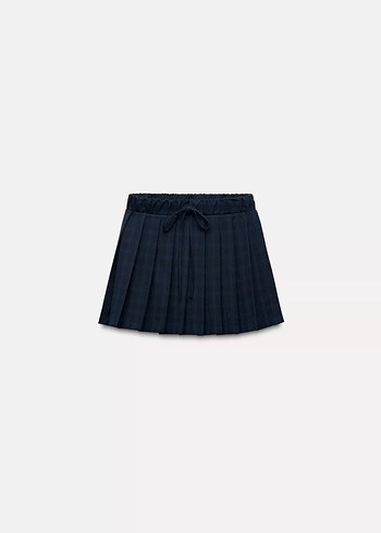 xs Beden Zara Kareli Çift Pilili Mini Etek