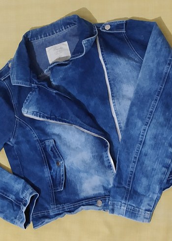 Diğer Kadın Mavi Fermuarlı Denim Ceket