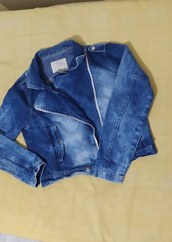 m Beden mavi Renk Kadın Mavi Fermuarlı Denim Ceket