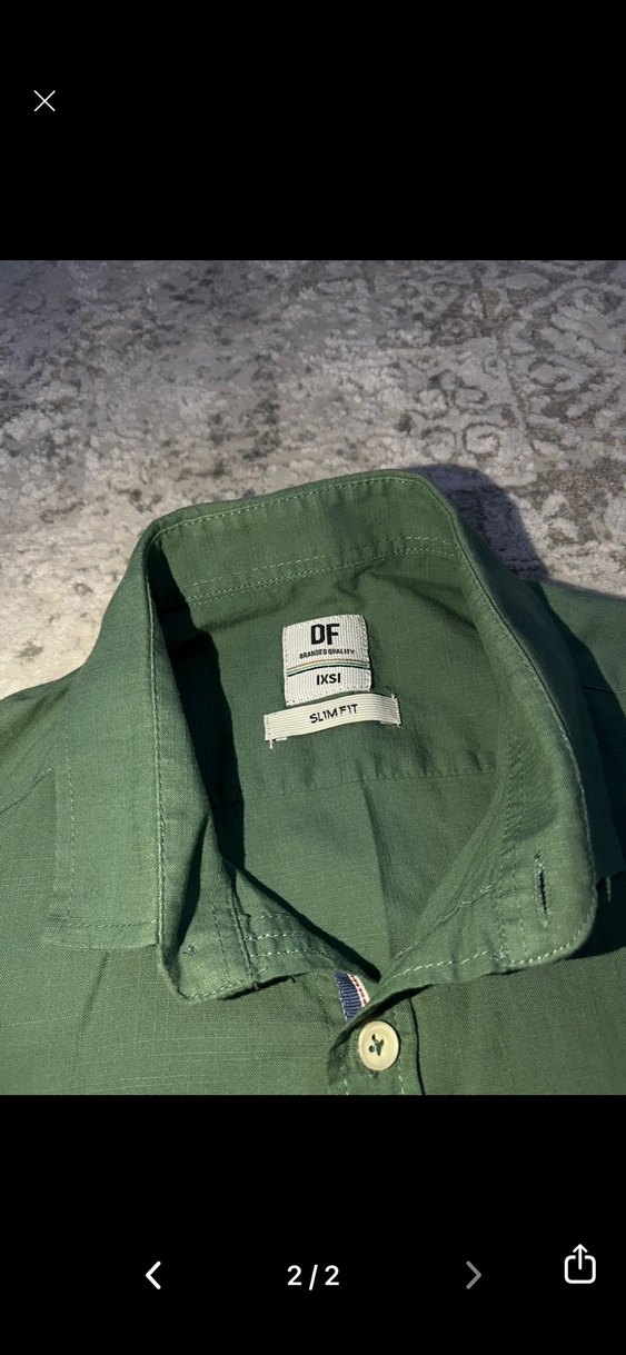 Düğmeli Kısa Kollu Yeşil Erkek Gömlek - Görsel 2