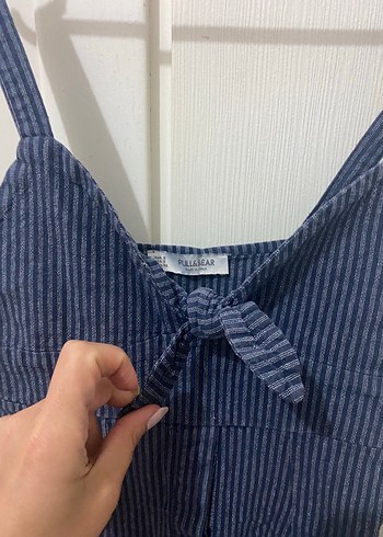 s Beden lacivert Renk Pull&Bear Koyu Lacivert Düğmeli Denim Midi Elbise
