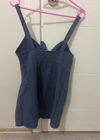 Pull and Bear Pull&Bear Koyu Lacivert Düğmeli Denim Midi Elbise