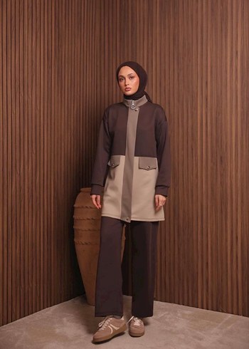 Uzun Kesim İki Renkli Kadın takım - Görsel 2