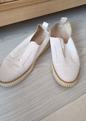 Beyaz Kadın Deri Dolgu Topuk Espadril - Görsel 4