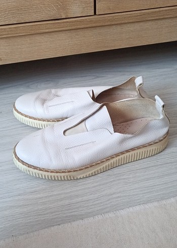 Beyaz Kadın Deri Dolgu Topuk Espadril - Görsel 2