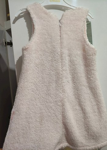 Kız Çocuk Pembe Kolsuz Peluş Elbise - Görsel 2
