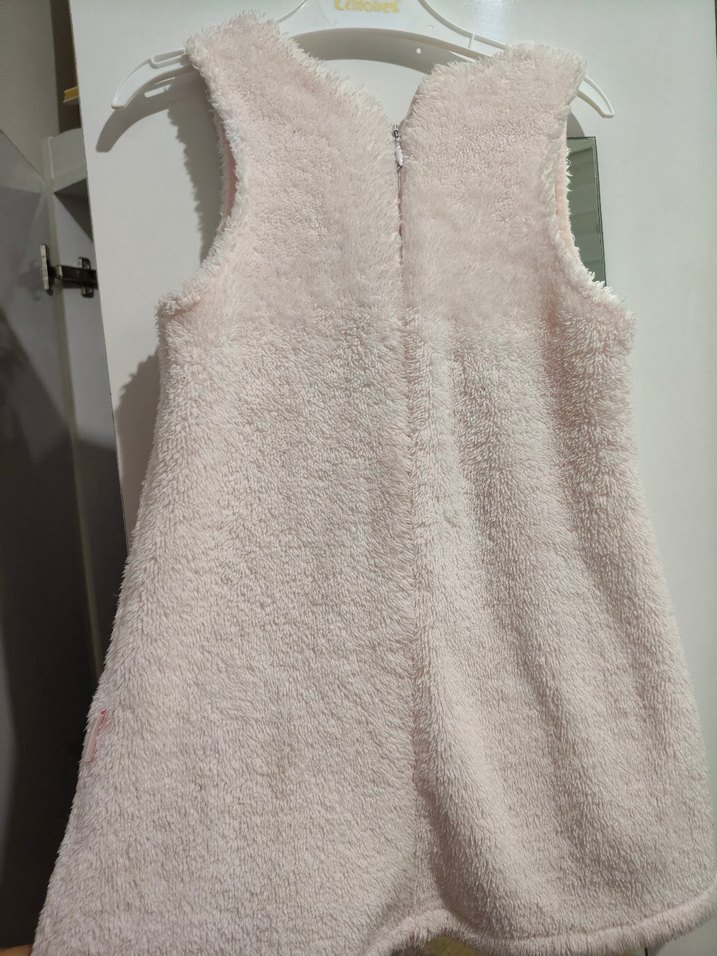 Kız Çocuk Pembe Kolsuz Peluş Elbise - Görsel 2