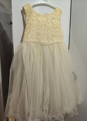 Nakışlı Bej Bohem Tarzı Kız Elbisesi - Görsel 5