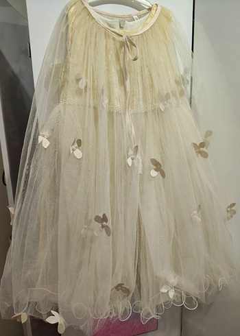 Nakışlı Bej Bohem Tarzı Kız Elbisesi - Görsel 3