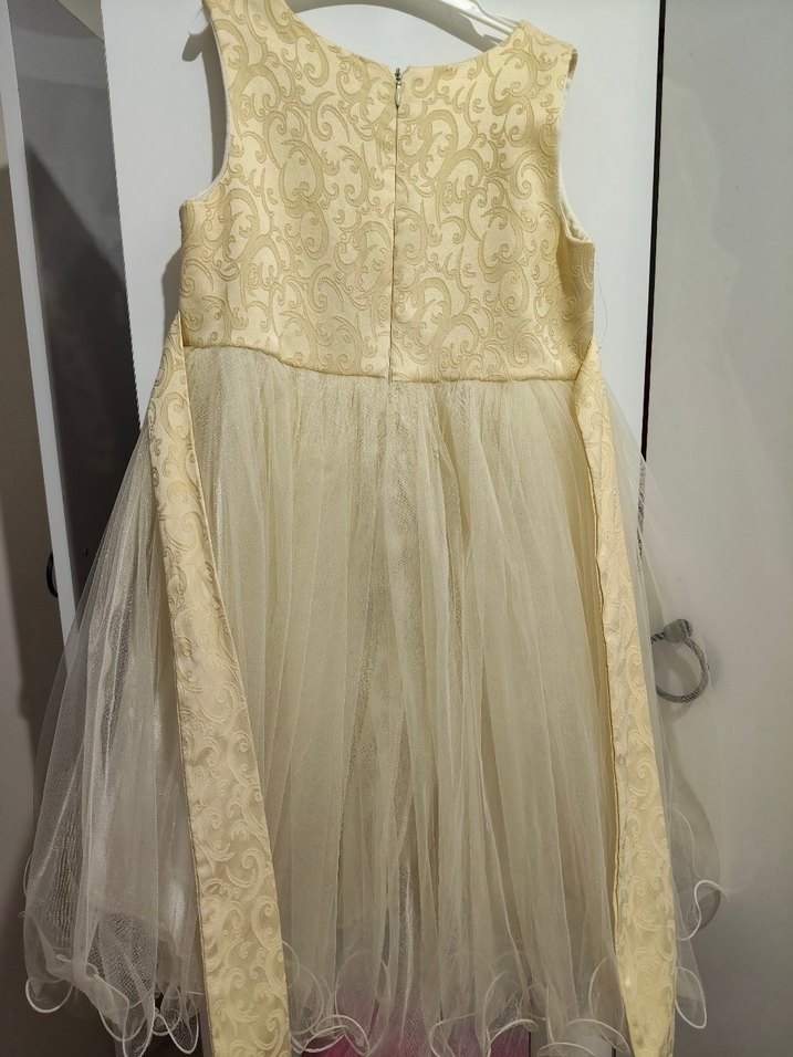 Nakışlı Bej Bohem Tarzı Kız Elbisesi - Görsel 4