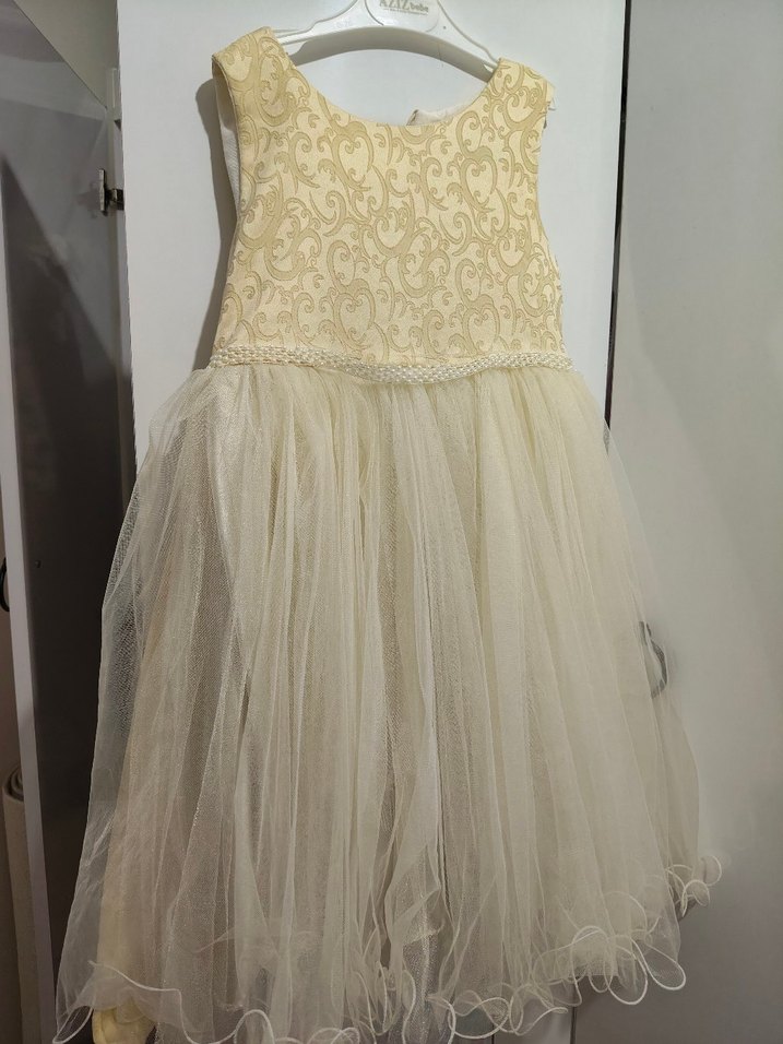 Nakışlı Bej Bohem Tarzı Kız Elbisesi - Görsel 5