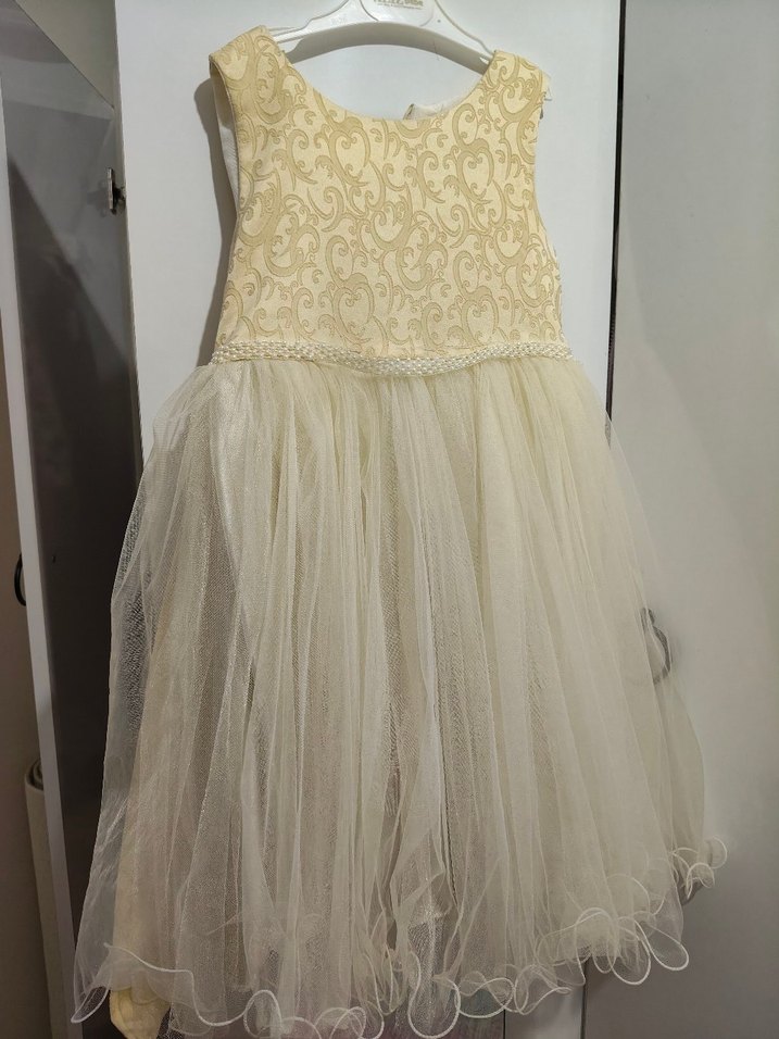 Nakışlı Bej Bohem Tarzı Kız Elbisesi - Görsel 2