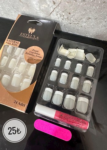 Estella Beyaz Takma Tırnak Seti 24 Adet