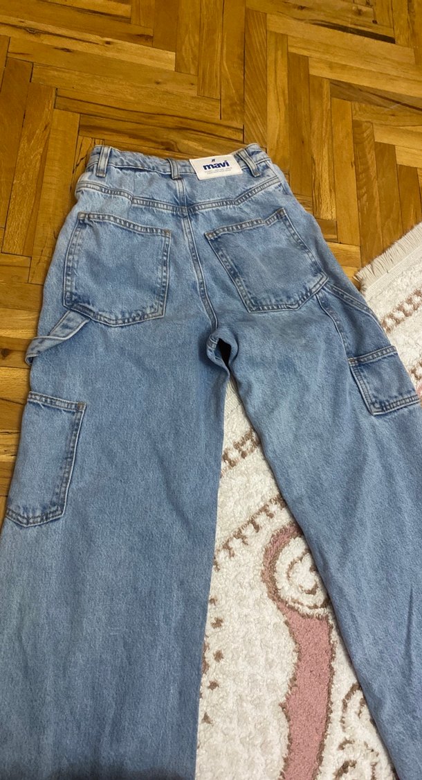 Mavi Tie-Dye Salaş Midi Boy Kadın Kot Pantolon - Görsel 2