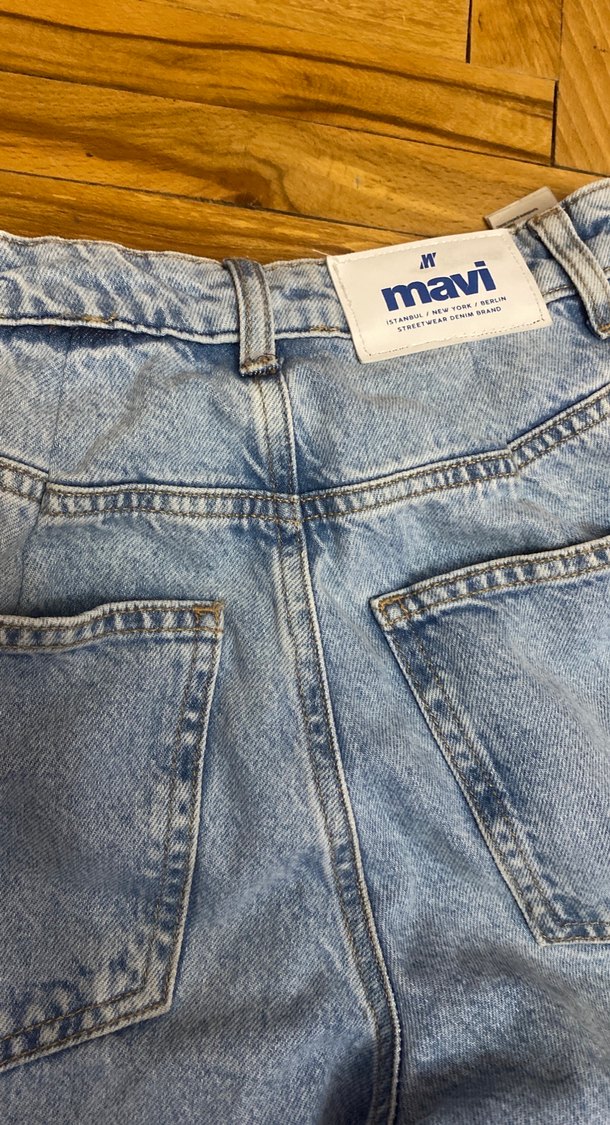 Mavi Tie-Dye Salaş Midi Boy Kadın Kot Pantolon - Görsel 3
