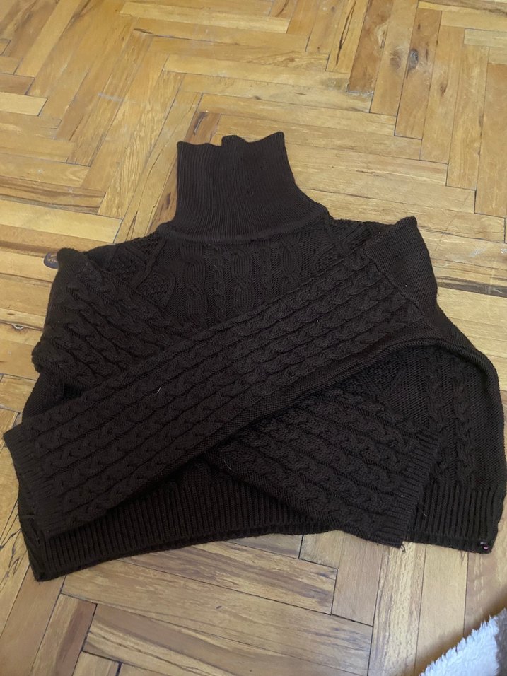 Kahverengi Boğazlı Örgü Kadın Kazak - Görsel 2