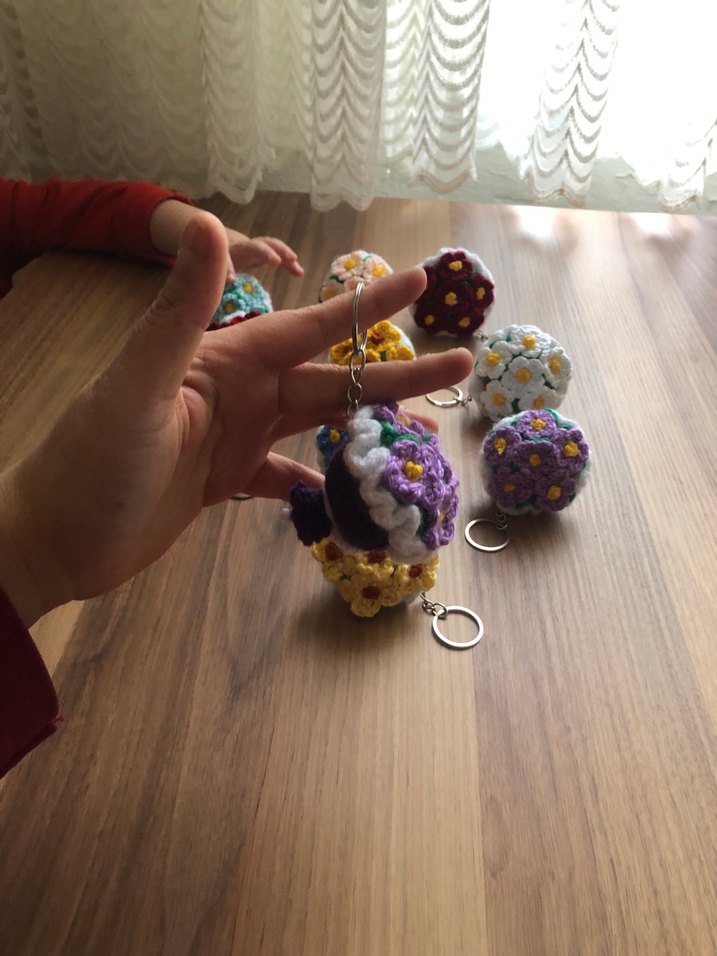 Renkli Örgü Bohem Anahtarlık - Görsel 4