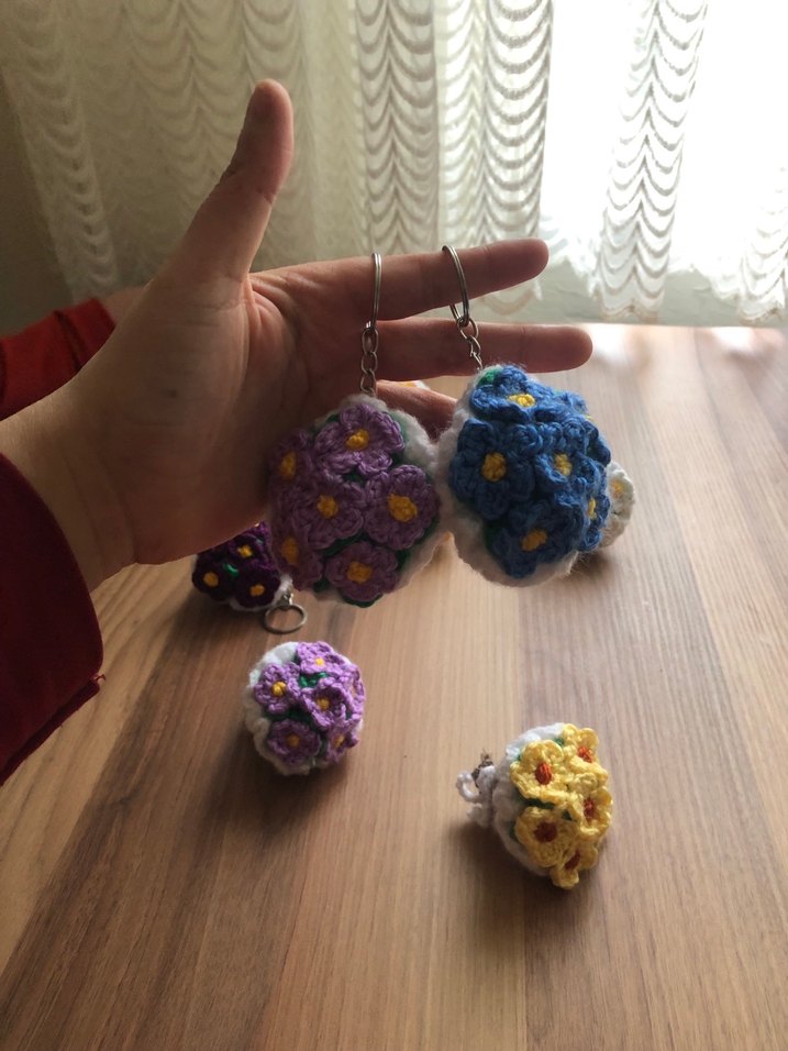 Renkli Örgü Bohem Anahtarlık - Görsel 3